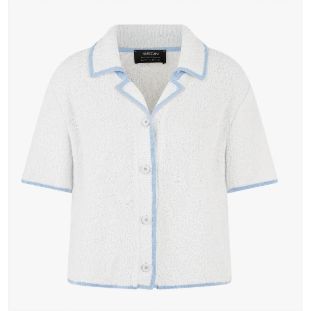 NEW MARC CAIN women's knitted short-sleeved cardigan in white